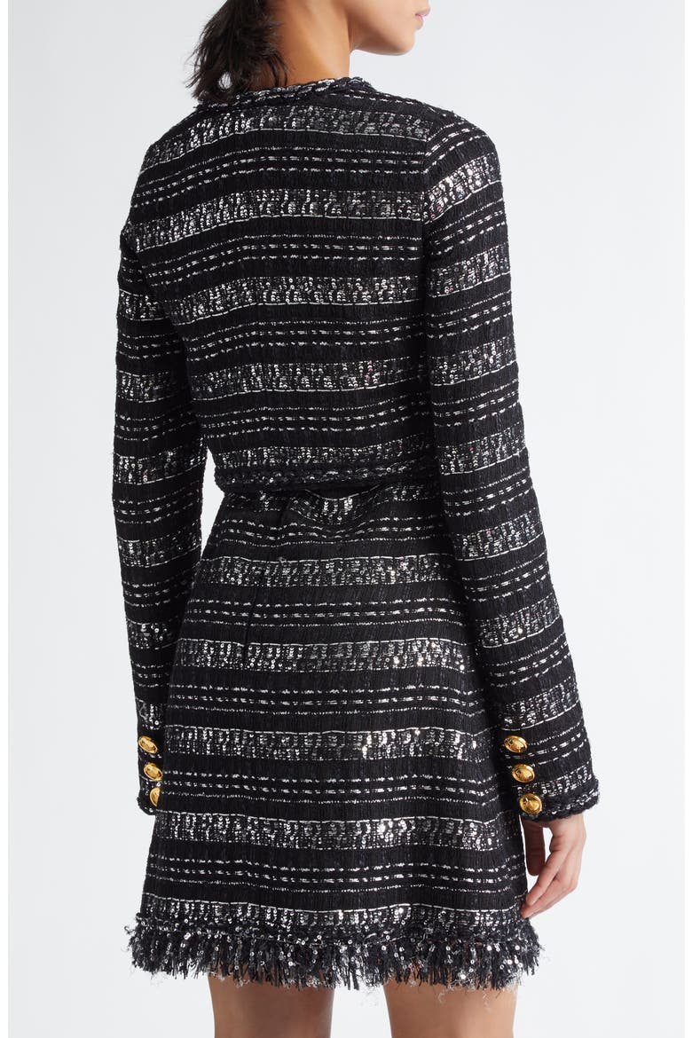 Sequin & Metallic Tweed Crop Jacket, Alternate, color, BLACK/ SILVER