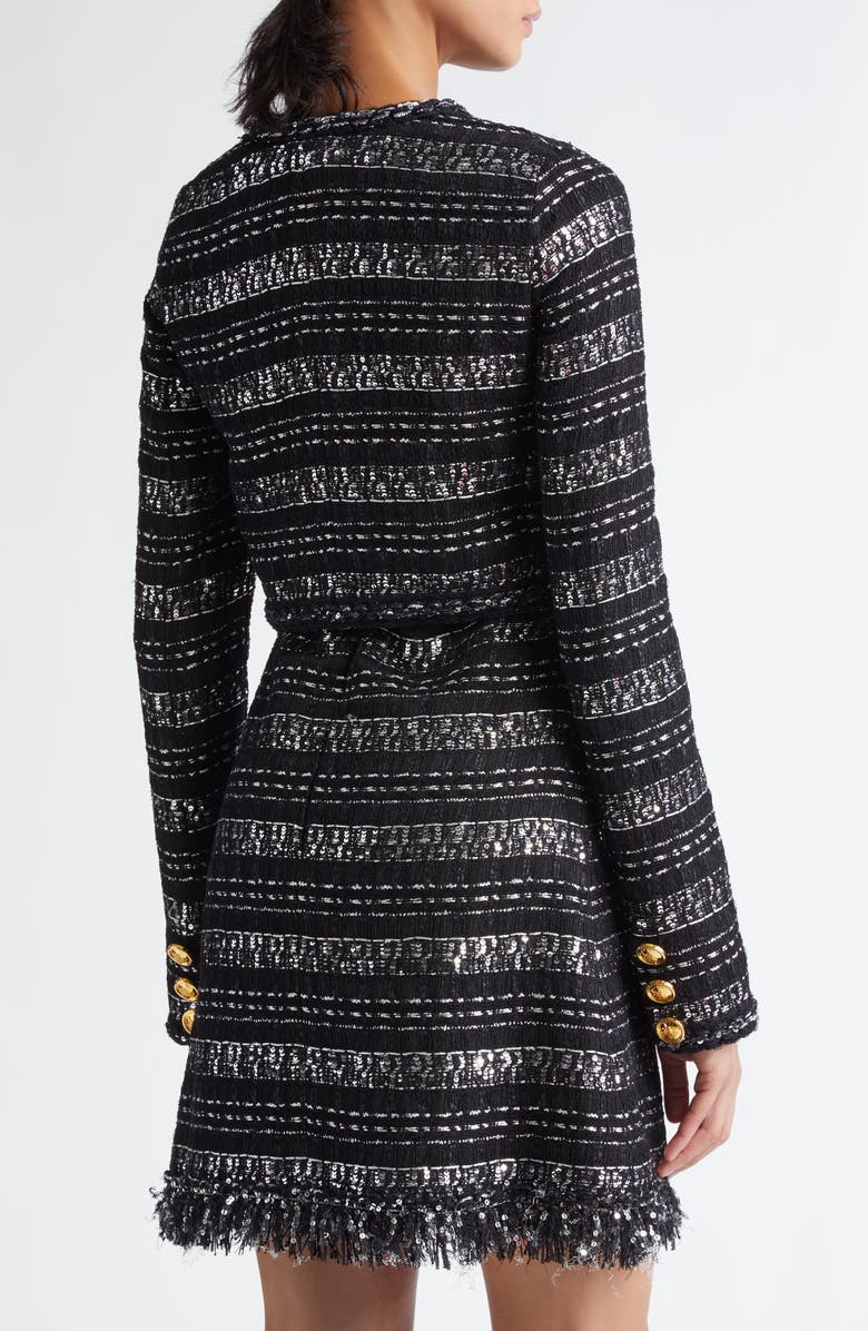 Giambattista Valli Sequin & Metallic Tweed Crop Jacket, Alternate, color, Black/ Silver