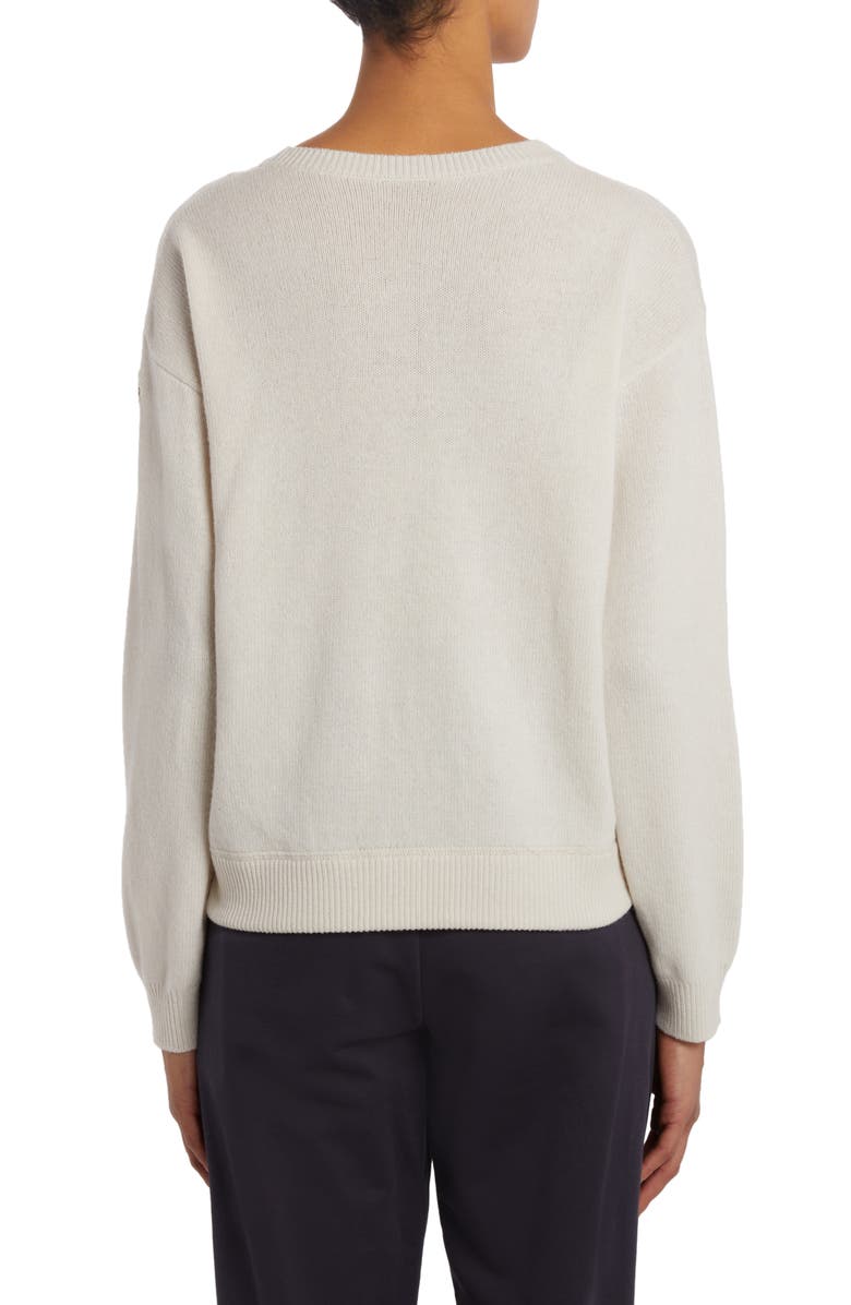 Moncler Embroidered Logo Wool Sweater, Alternate, color,