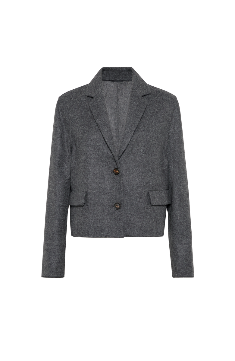 Brunello Cucinelli Hand-crafted cropped blazer, Main, color, Lead