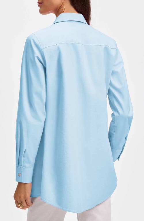 Foxcroft Cici Cotton Non-iron Tunic Shirt In Soft Aqua