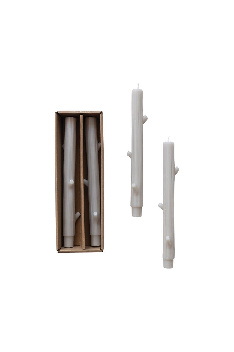 Unscented Tree Branch Taper Candles, Grey, Set of 2, Main, color, Grey