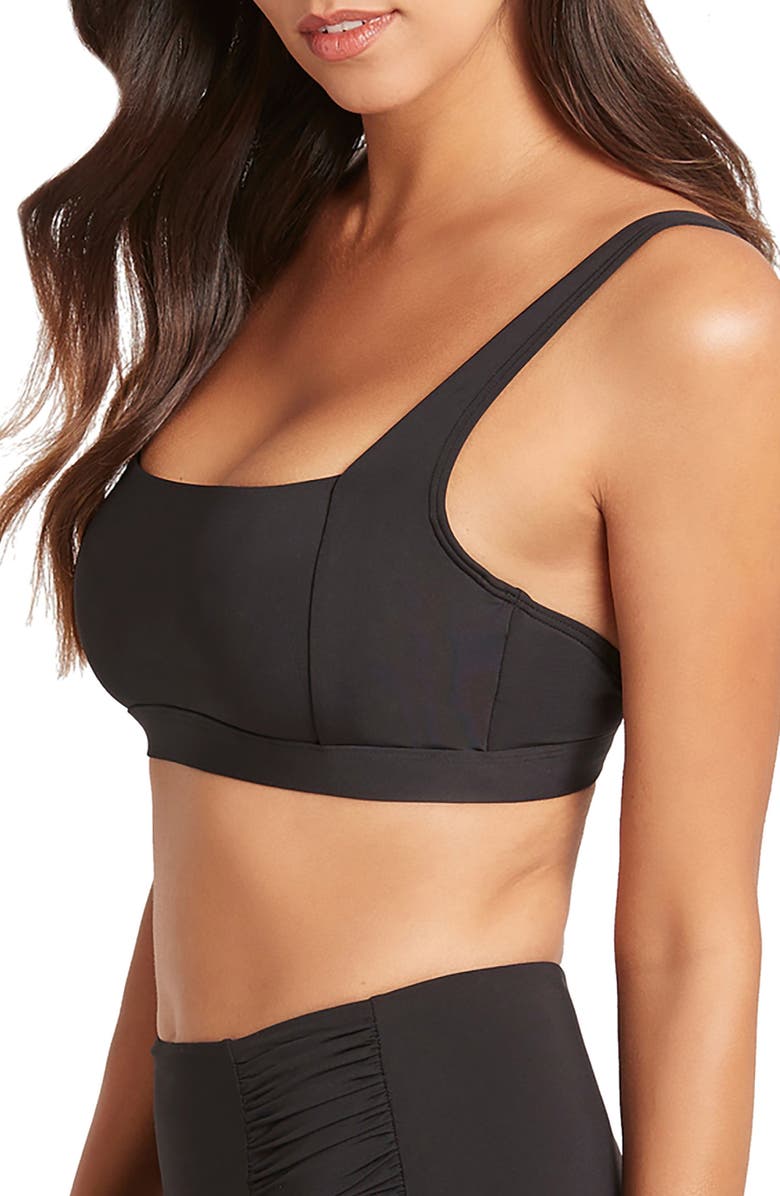 Sea Level Square Neck Bralette Bikini Top, Alternate, color,