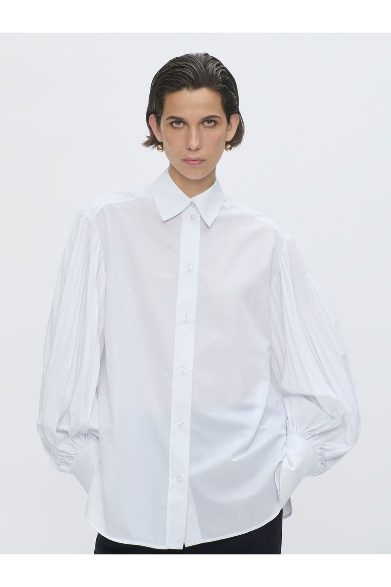 VIOLA Pleated sleeve shirt Black, Alternate, color, White