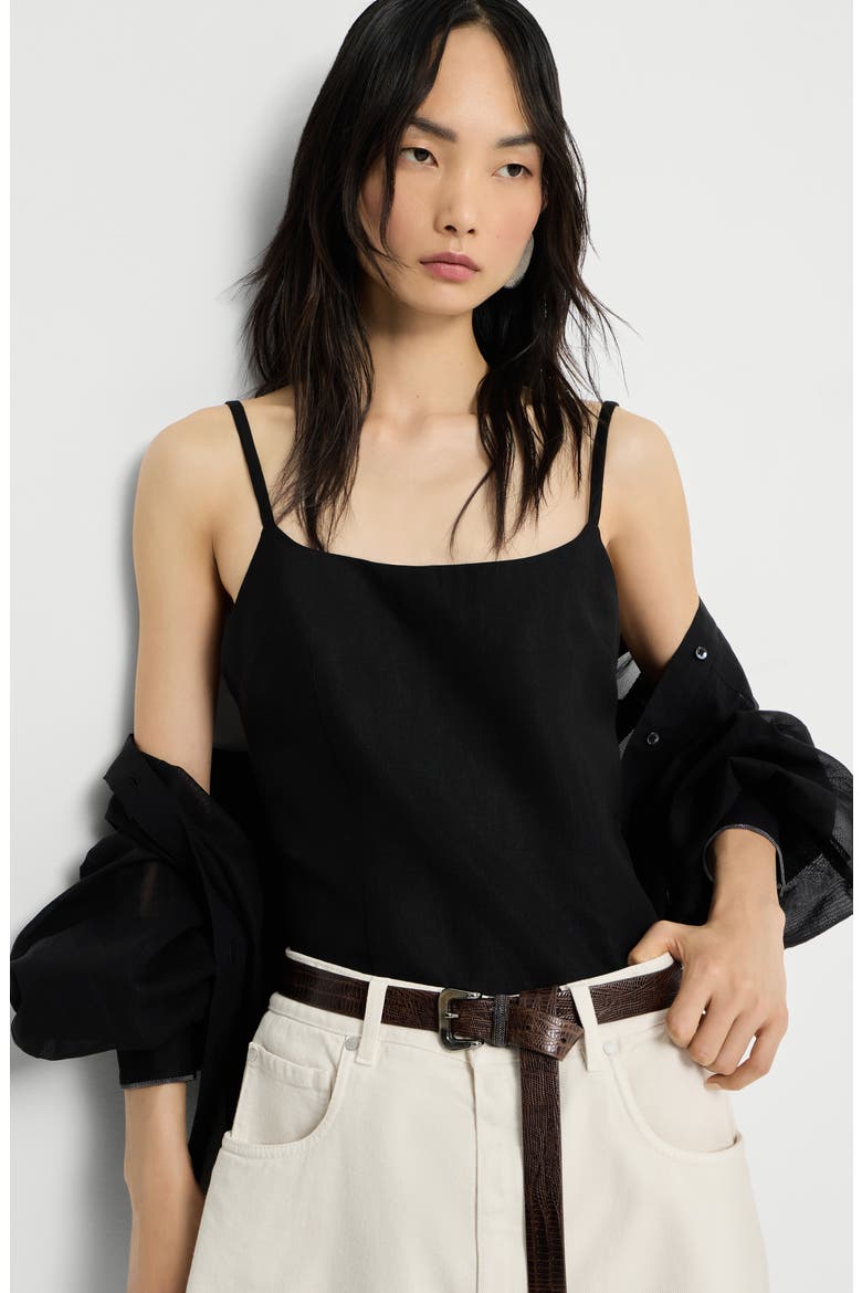 Fluid twill top with monili, Alternate, color, Black