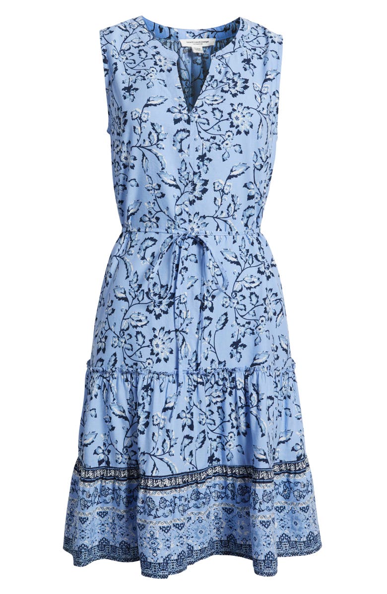 beachlunchlounge Atlas Print Sleeveless Tiered Dress, Alternate, color, Bare Sea