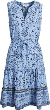 beachlunchlounge Atlas Print Sleeveless Tiered Dress