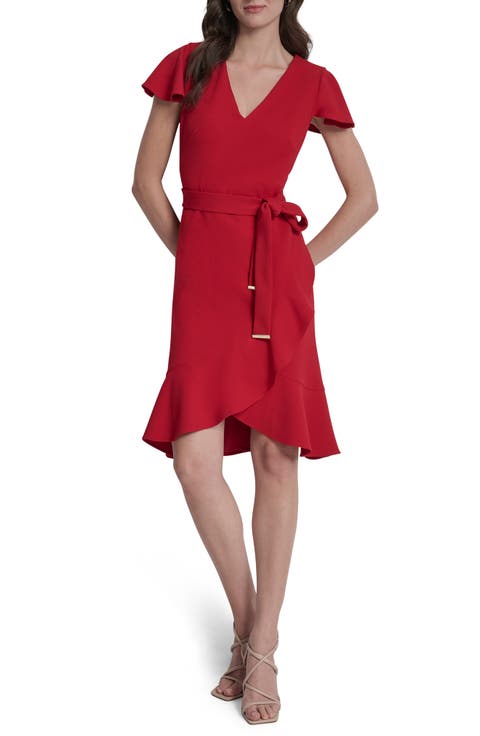 Short Sleeve Tulip Hem Fit & Flare Dress