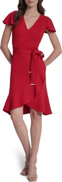 DKNY Short Sleeve Tulip Hem Fit & Flare Dress