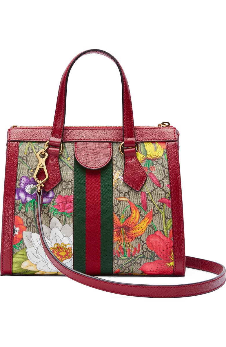 Gucci Small Ophidia Floral GG Supreme Canvas Tote, Alternate, color,
