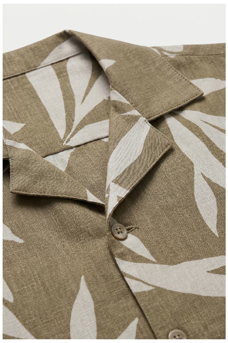 Corey Leaf Print Camp Shirt, Alternate, color, SAND