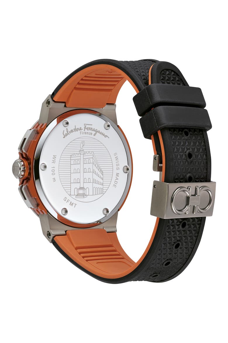 F-80 Titanium Tech Chronograph Silicone Strap Watch, 44mm, Alternate, color, TITANIUM BLACK/ SILVER