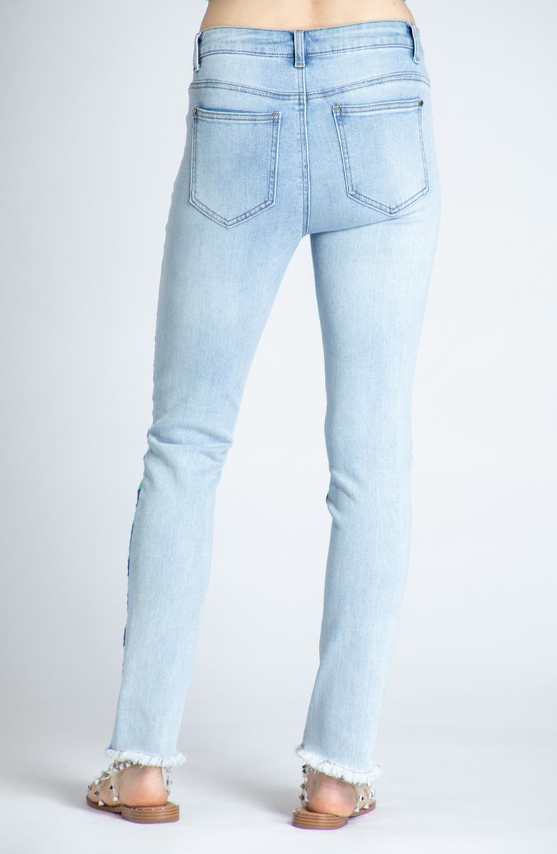 APNY Emma Embroidered Frayed Skinny Jeans, Alternate, color, Light Indigo