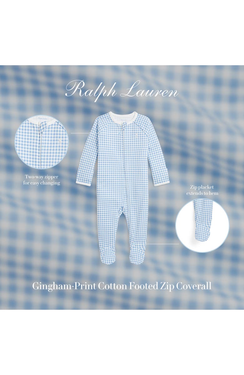 Ralph Lauren Gingham Cotton Jersey Footie, Alternate, color, 