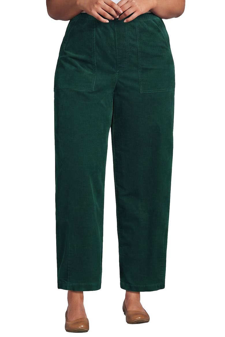 Corduroy High Rise Pull On Utility Barrel Leg Pants, Main, color, Evergreen