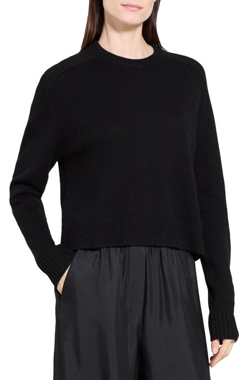 Theory Cashmere Crewneck Crop Sweater In Black