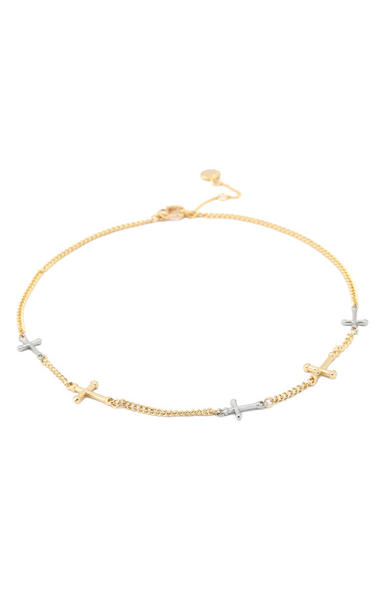 AllSaints Two-Tone Cross Station Necklace, Alternate, color,