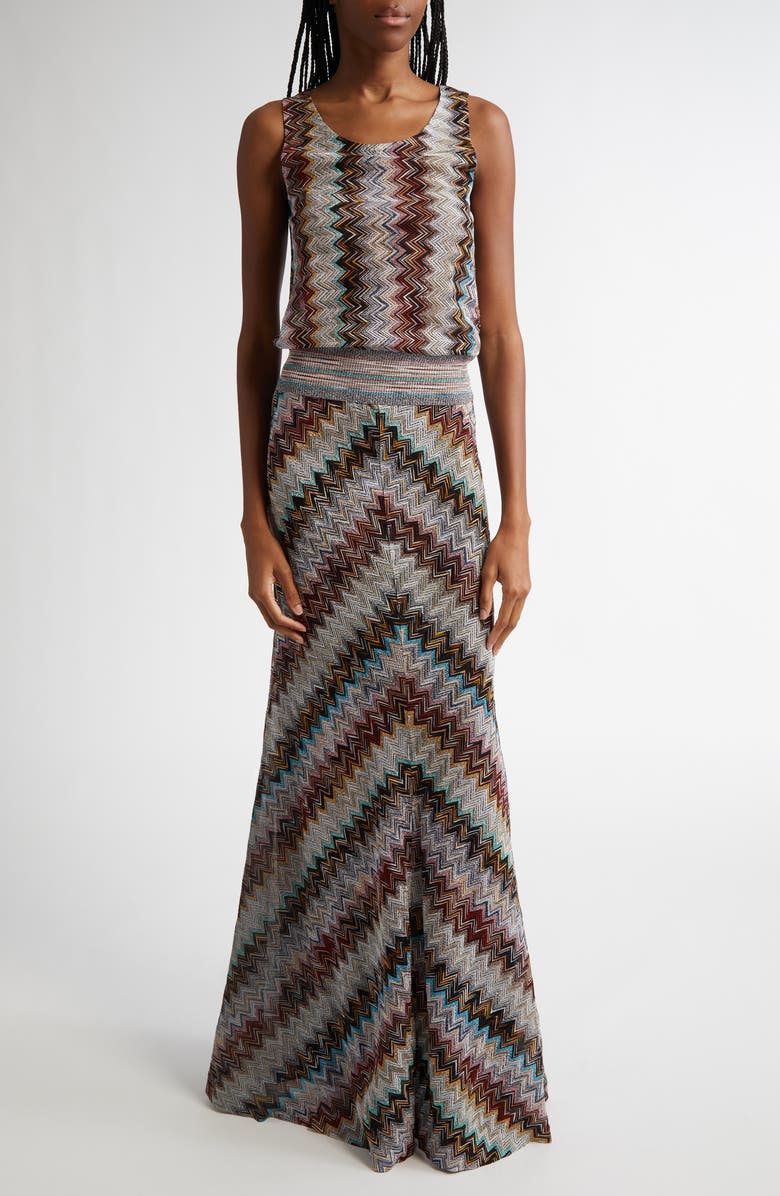 Missoni Shimmer Zigzag Maxi Sweater Skirt, Alternate, color,