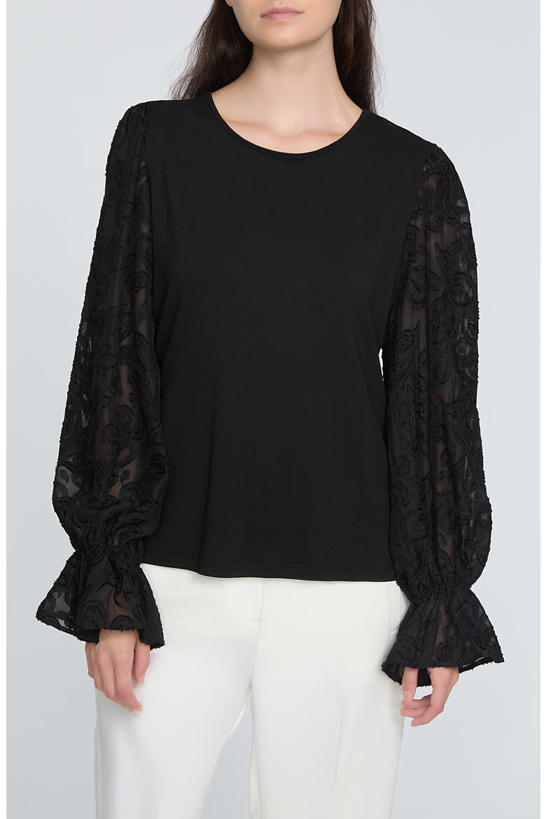 The Mavea Mixed Media Top, Main, color, NOIR BLACK