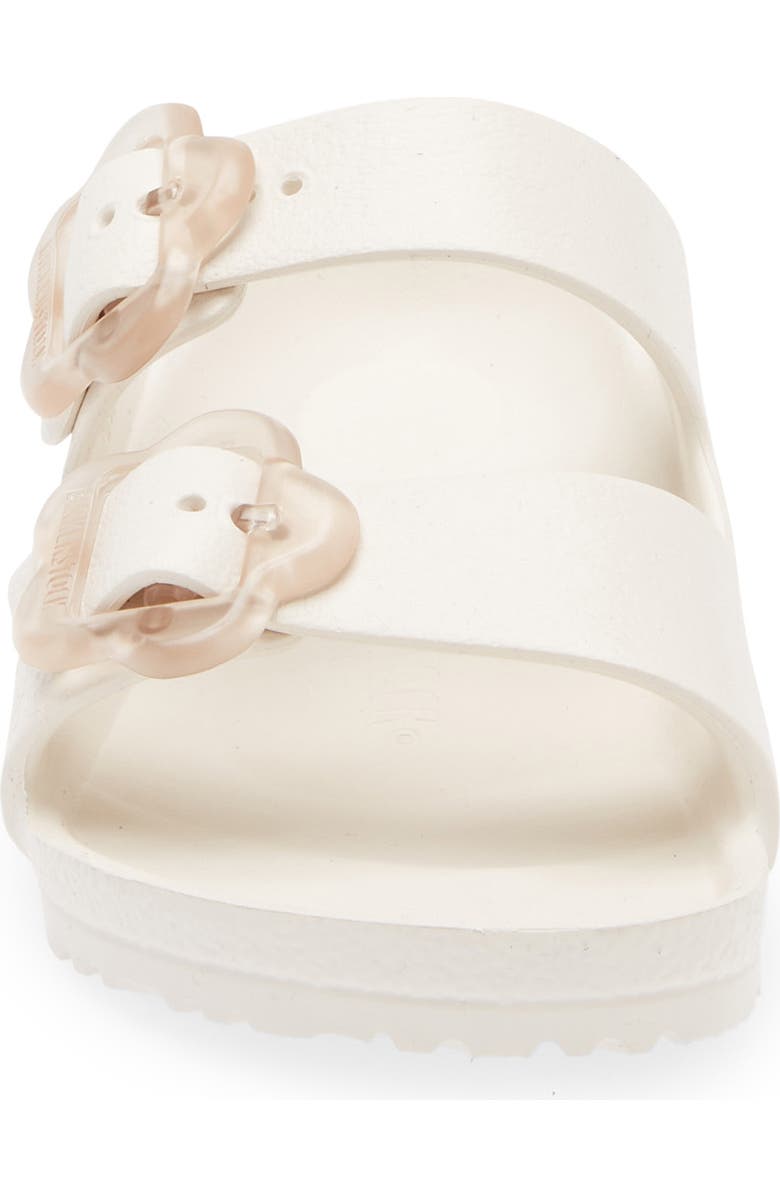 Birkenstock Kids' Arizona Flower Buckle Slide Sandal, Alternate, color, Eggshell