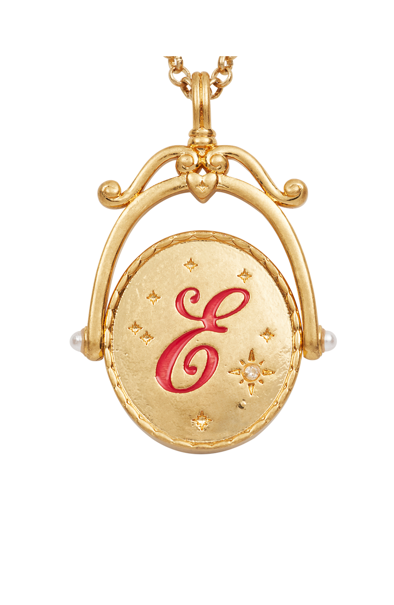 Fable England E Initial Echinacea Gold Spinner Chain Necklace, Alternate, color, Gold