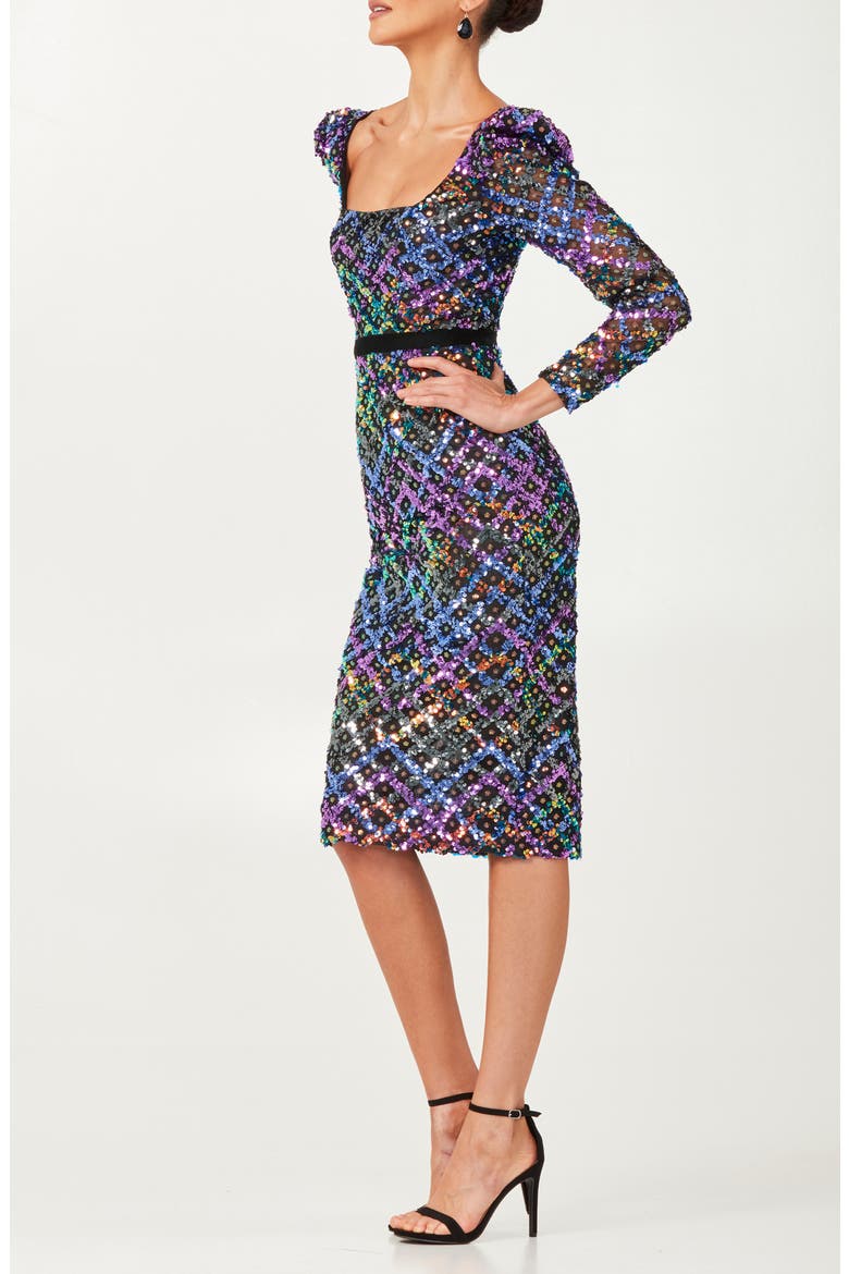 Gloria Sequin Long Sleeve Dress, Alternate, color, LAVENDER MULTI