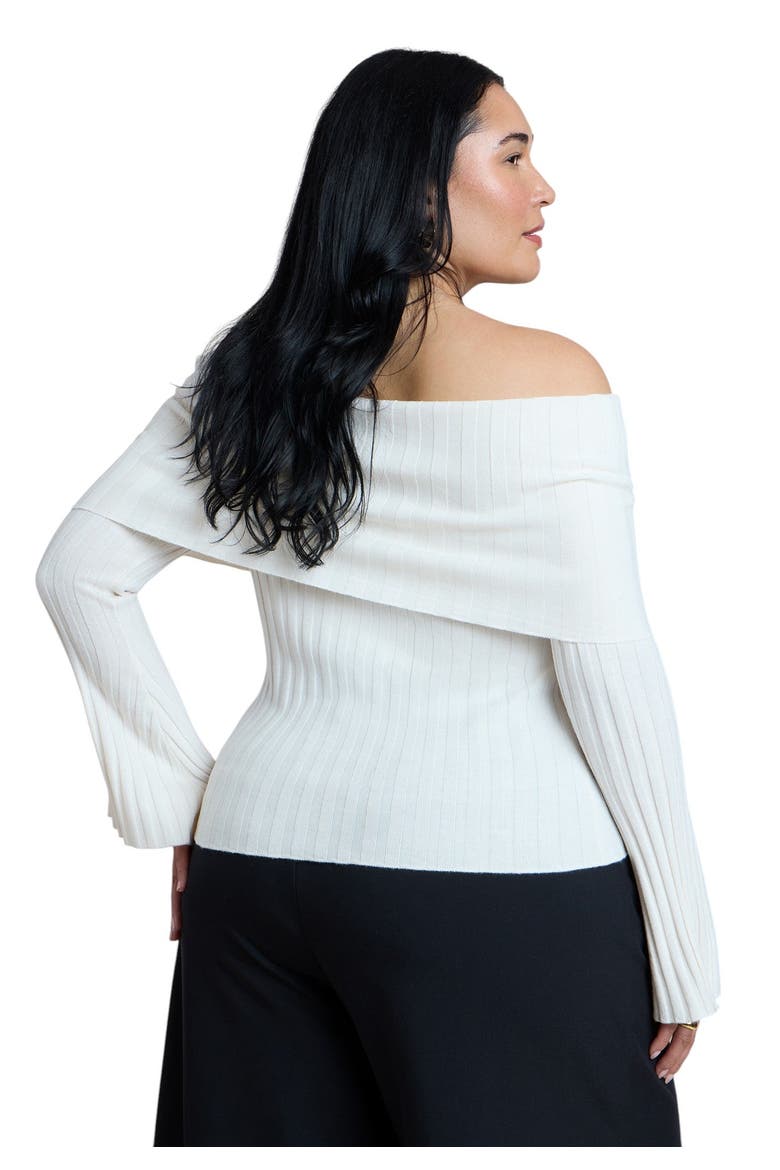 Off The Shoulder Ribbed Sweater (plus), Alternate, color, COCONUT MILK