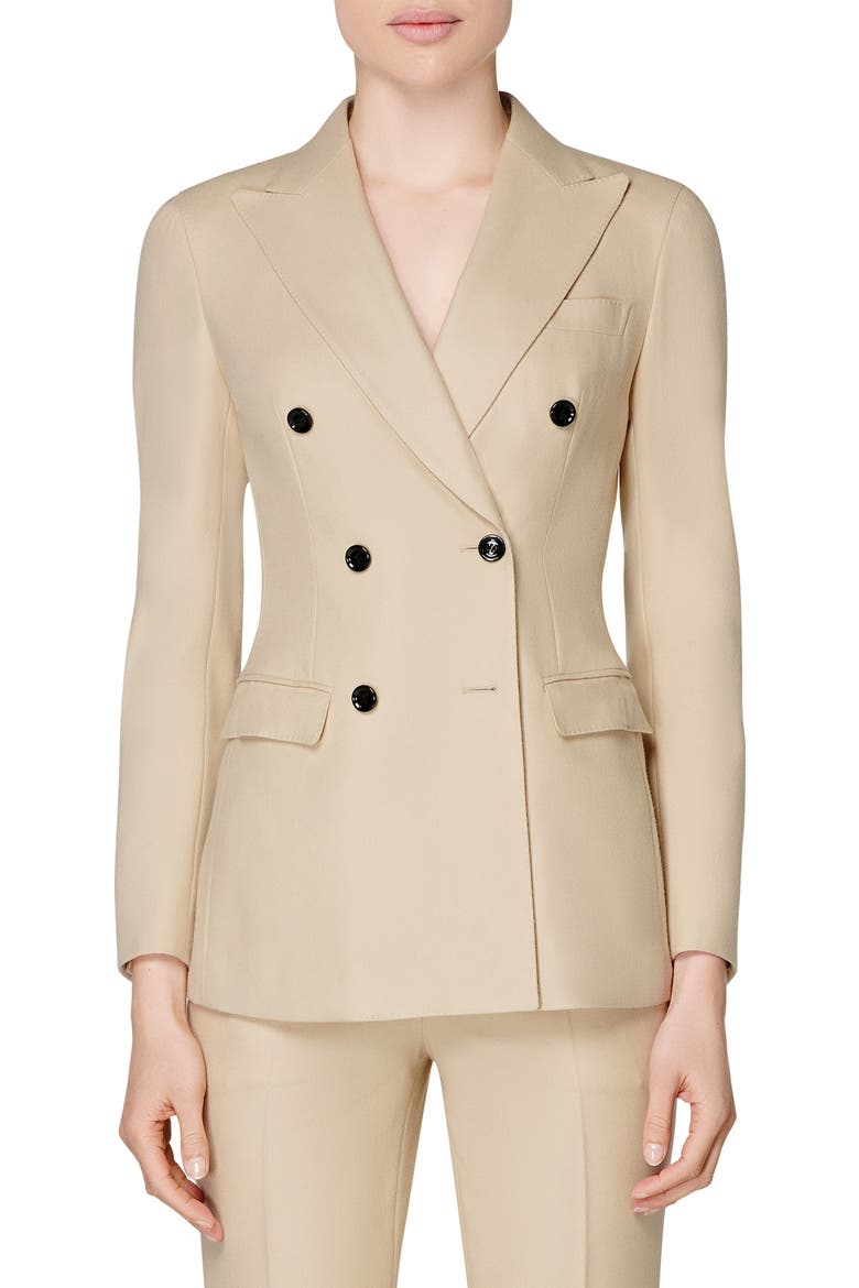 Cameron Double Breasted Wool Suit Jacket, Main, color, SAND