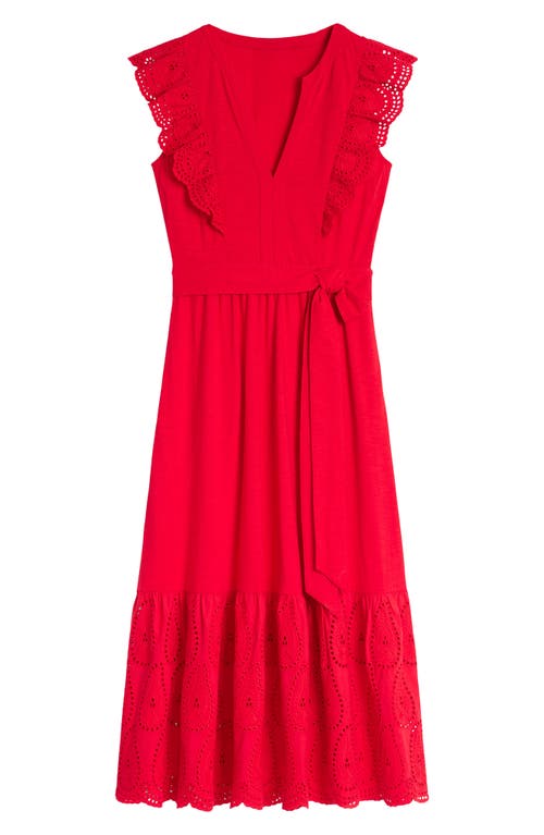 Boden Ruffle Detail Tier Midi Dress-poppy Red Female In Red