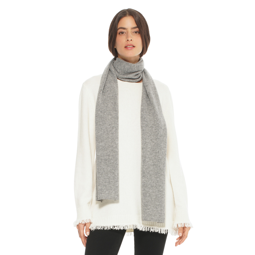 Monticelli Cashmere Essential Pure Cashmere Maxi Wide Scarf in Melange Gray  product