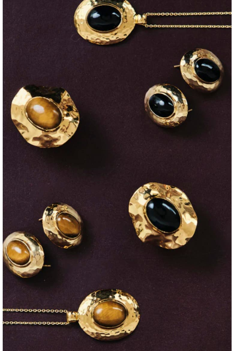 Hammered Cabochon Ring, Alternate, color, GOLD