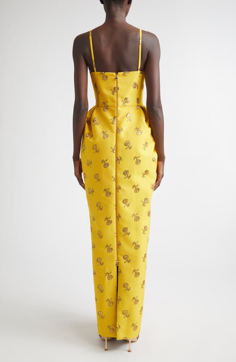 Carolina Herrera Carnation Jacquard Bell Gown, Alternate, color, Saffron Multi