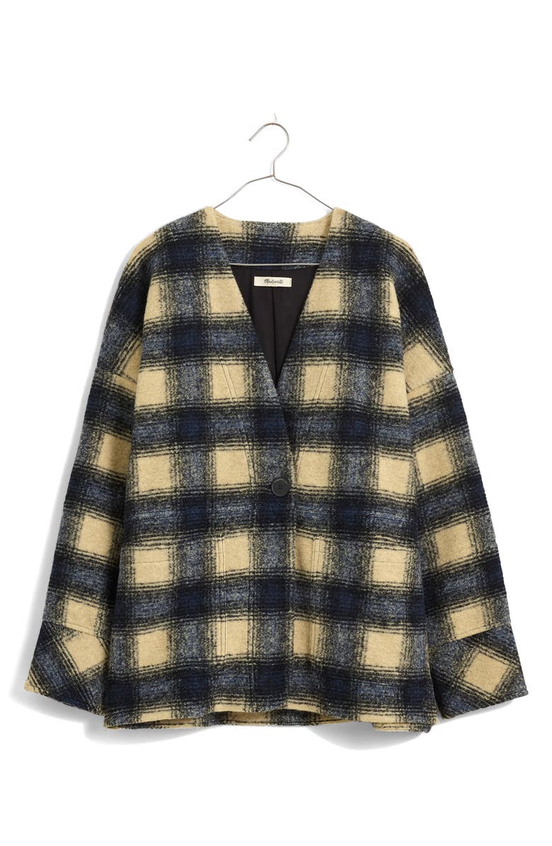 Madewell Brushed Jacquard Wrap Front Cardigan, Main, color, Summer Dune