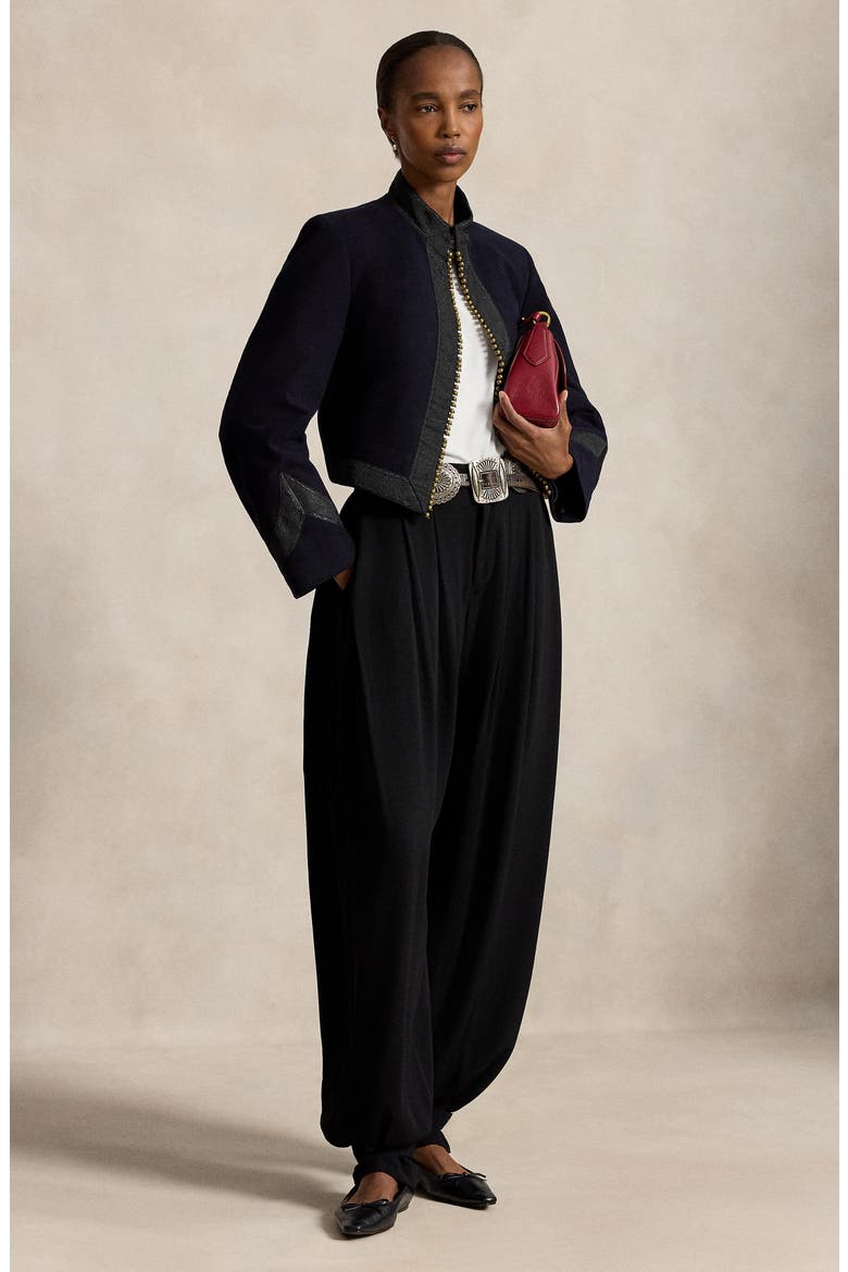 Moleskin Cropped Jacket, Alternate, color, NAVY