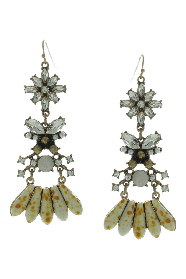 Floral Rhinestone Chandelier Earrings, Main, color, BURNISHED GOLD / ORANGE