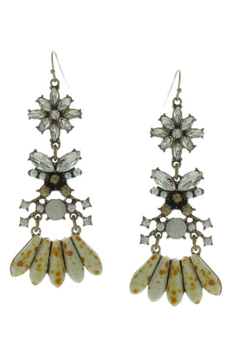 Floral Rhinestone Chandelier Earrings