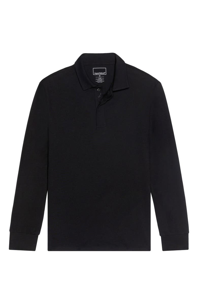 Hypernatural Biscayne Long Sleeve Supima<sup>®</sup> Cotton Blend Polo, Alternate, color, Black Beauty