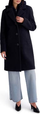Kenneth Cole New York Textured Coat with Hoodie Bib