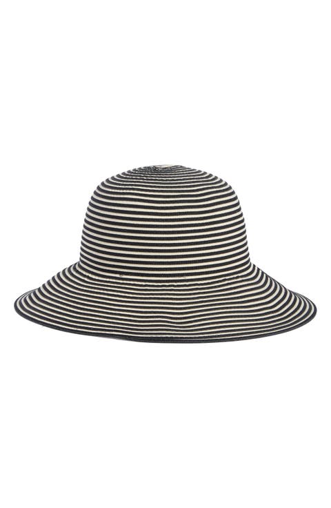 Stripe Wide Brim Bucket Hat