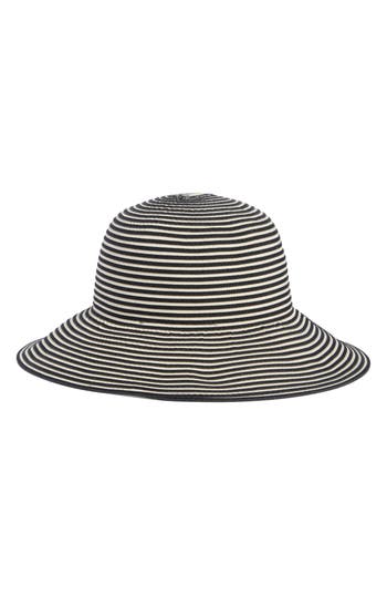 Nordstrom Rack Stripe Wide Brim Bucket Hat In Black