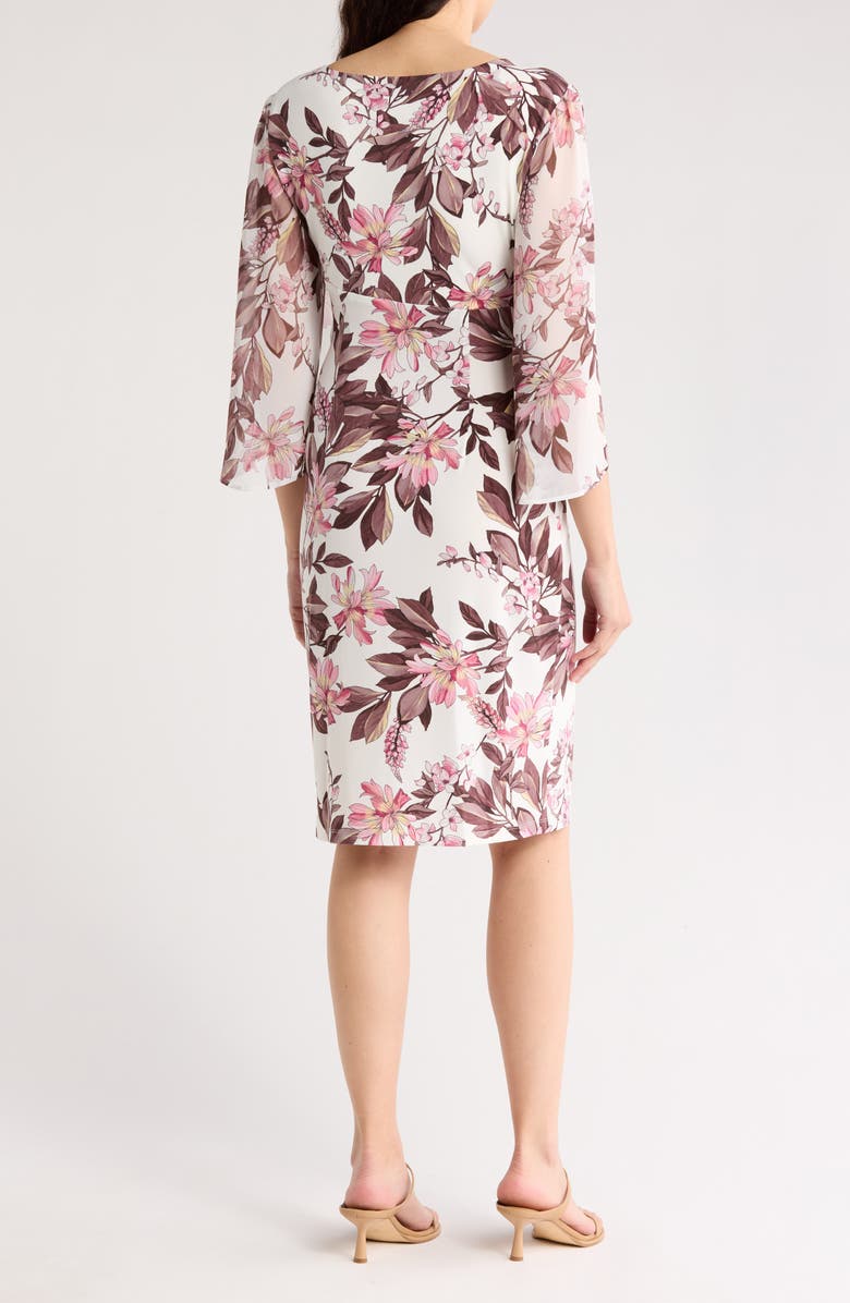 Connected Apparel Tulip Sleeve Faux Wrap Dress, Alternate, color,