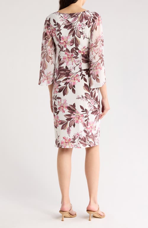 Connected Apparel Tulip Sleeve Faux Wrap Dress