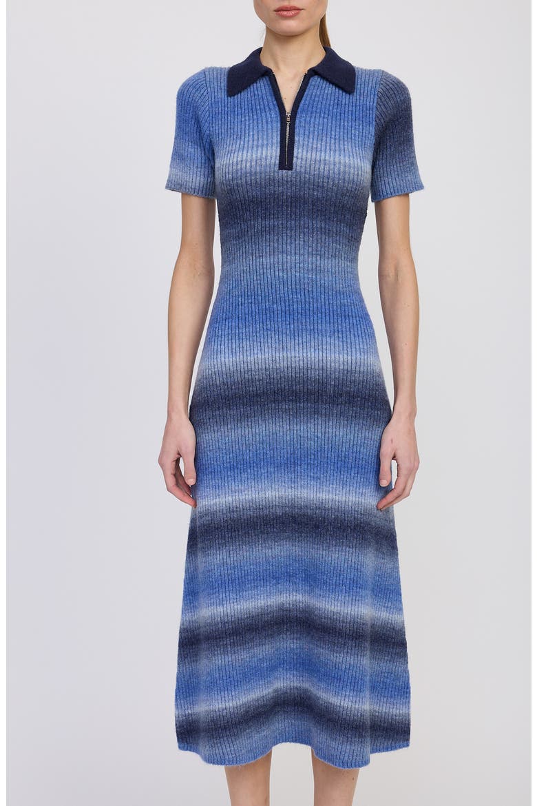 Ora Rib Midi Sweater Dress, Alternate, color, NAVY LIGHT BLUE IVORY