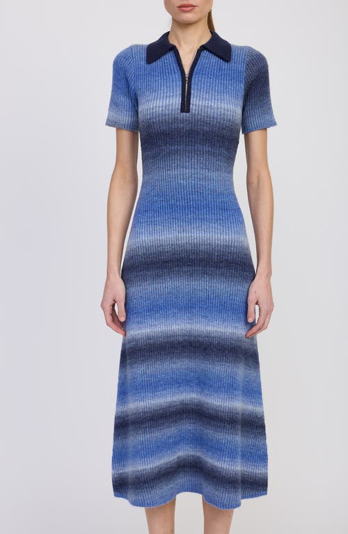 En Saison Ora Knit Midi Dress In Navy Light Blue In Blue