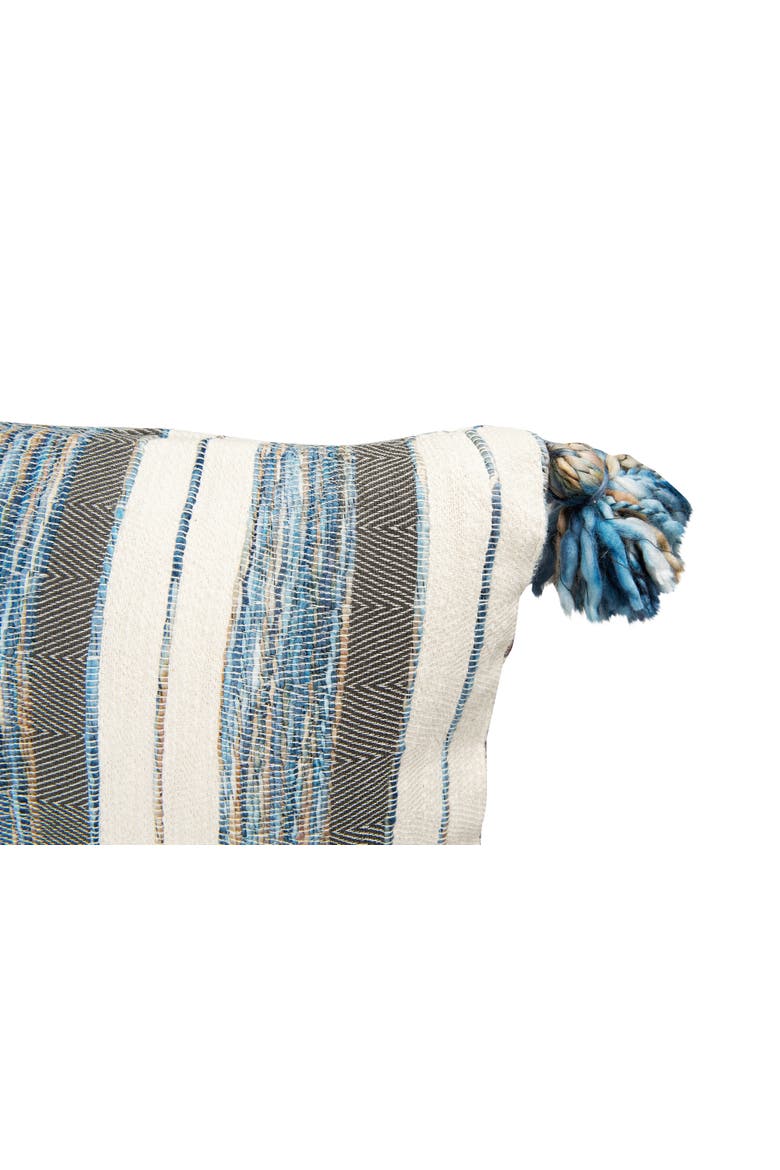 Cotton Knit Throw Pillow with Ruffle Edge, Multicolor, Alternate, color, Blue