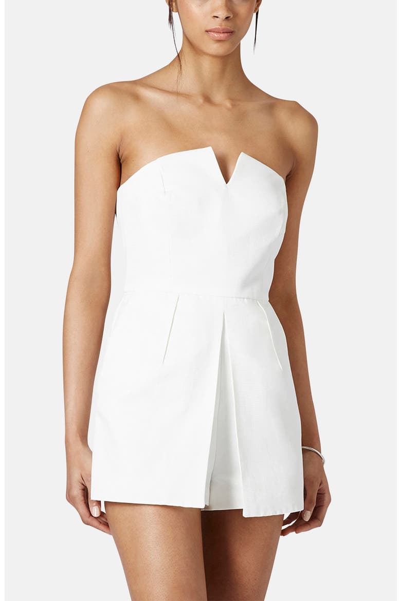Notched Neck Romper, Main, color, IVORY