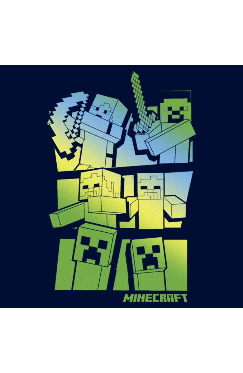 MINECRAFT Boy's Minecraft Steve and Alex Vs. Mobs  Graphic T-Shirt, Alternate, color, Navy Blue