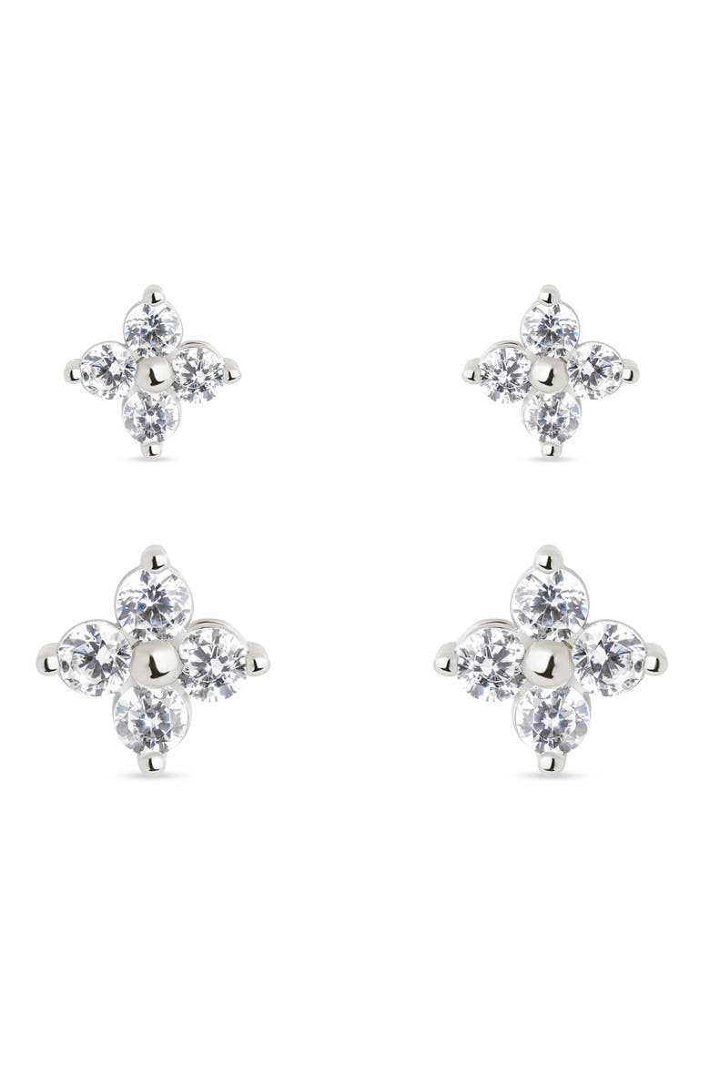 CZ Cluster 2-Pack Stud Earrings, Main, color, SILVER