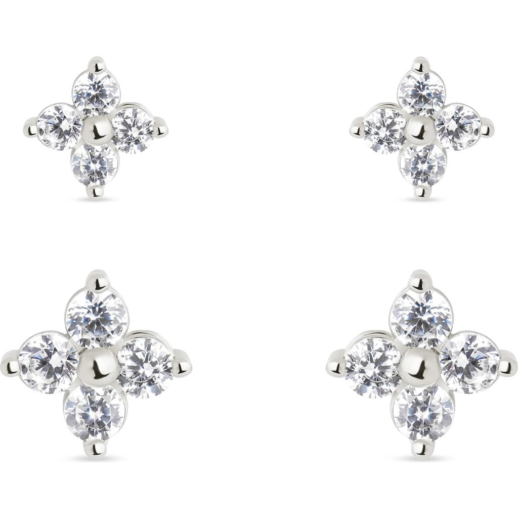 Sterling Forever Cz Cluster 2-pack Stud Earrings In Silver