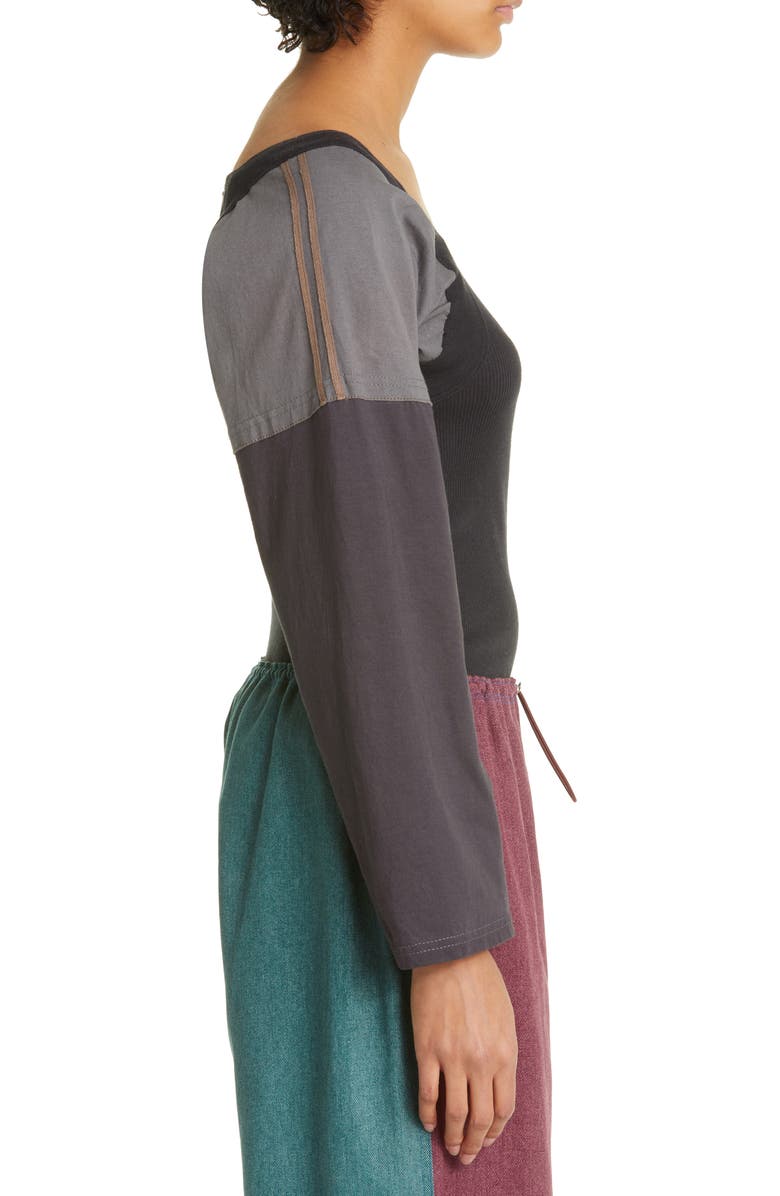 SC103 Medal Patchwork Panel Cotton Knit Shirt, Alternate, color,